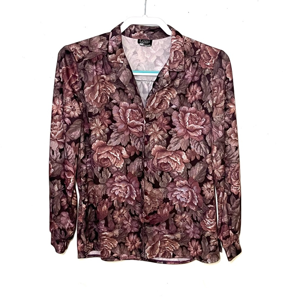 Lori of California by AM Casuals size 10 multicolored button down blouse. EUC.
